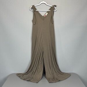 Free People Beach Alice One Piece Jumpsuit Women M Wide Leg V Neck Shoulder Ties